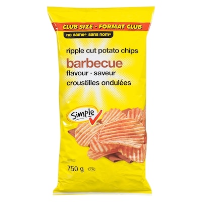 Sans Nom Croustilles ondulées, saveur barbecue 750 g, 0,80 $/100g