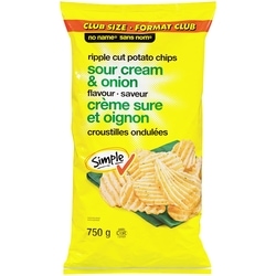No Name Sour Cream & Onion Ripple Cut Potato Chips  750 g, $0.77/100g