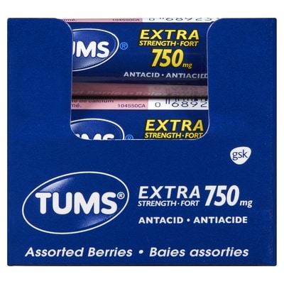 Tums Baies Assorties Comprimés Antiacide Extra Fort 18x8.0 ea, 0,01 $/1ch