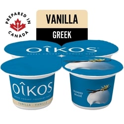 Oikos Greek Yogurt, Vanilla, Blended, 2% M.F. 4x100.0 g, $1.12/100g