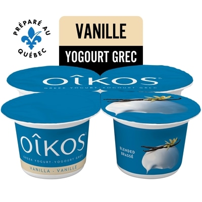 Oikos Yogourt grec, vanille, 2% M.G., brassé 4x100.0 g, 1,25 $/100g