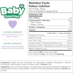Baby Gourmet Organic Cereal Creamy Oatmeal 227 g Atlantic