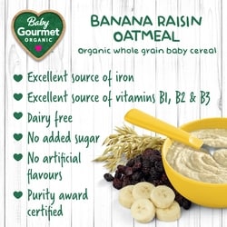 Baby Gourmet Organic Cereal Banana Raisin Oatmeal 227 g Zehrs