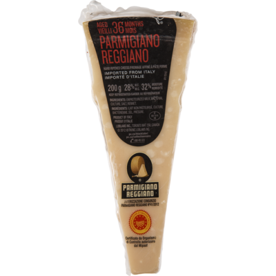 PC Black Label Parmigiano Reggiano 36M 200 g, $8.00/100g