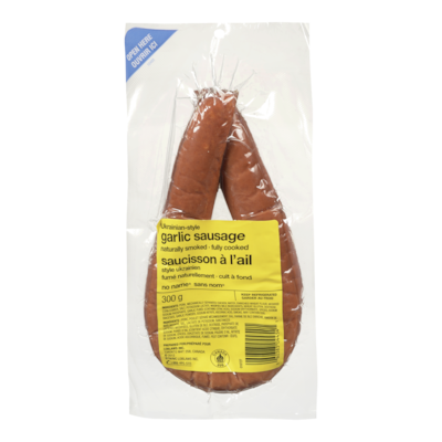 Sans Nom Saucisson à l’ail ukrainien 300 g, 2,00 $/100g