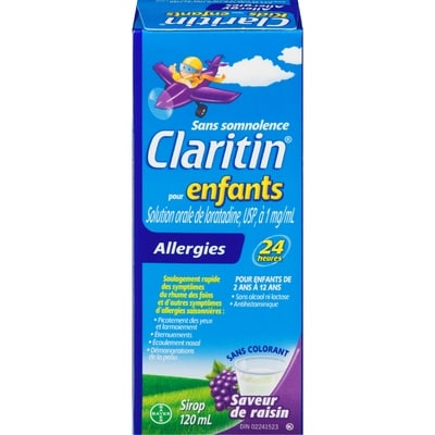 Claritin Sirop pour enfants contre les allergies – sans somnolence, soulagement durant 24 heures 120 ml, 9,58 $/100ml