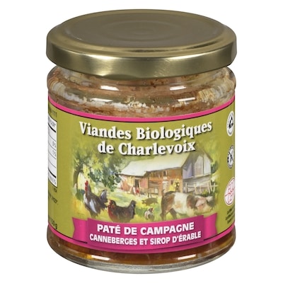 Charlevoix Pâté de campagne, canneberge et sirop d’érable 125 g, 8,39 $/100g