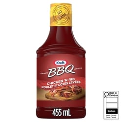 Kraft Sauce bbq poulet et côtes levées 455 ml, 0,88 $/100ml