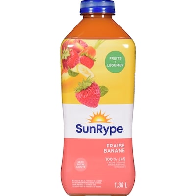 SunRype Jus Fraise et banane Fruit Plus Légumes 1.36 l, 0,29 $/100ml