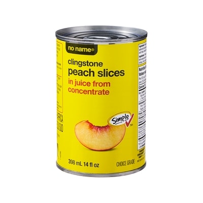 No Name Clingstone Peach Slices in Juice From Concentrate 398 ml, $0.50/100ml