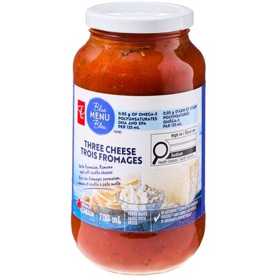 PC Menu Bleu Sauce pour pâtes trois fromages 700 ml, 0,61 $/100ml