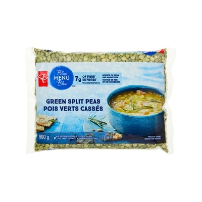 PC Blue Menu Green Split Peas 900 g, $0.44/100g