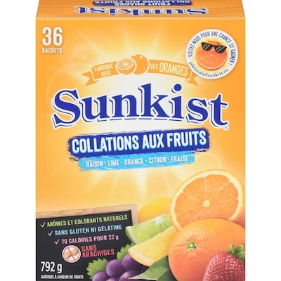 Sunkist Goûters aux fruits saveurs assorties 792 g, 1,26 $/100g