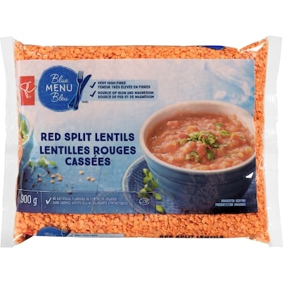 PC Blue Menu Red Split Lentils  900 g, $0.44/100g