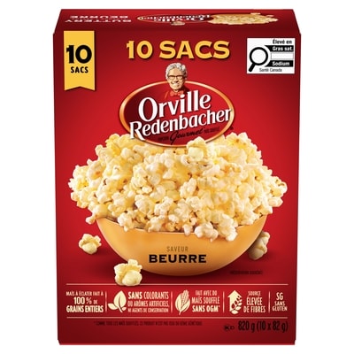 Orville Redenbacher’s Maïs soufflé, saveur beurre 10x82.0 g, 1,04 $/100g