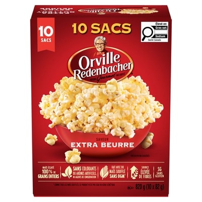 Orville Redenbacher’s Maïs soufflé, saveur extra beurre 10x82.0 g, 1,28 $/100g