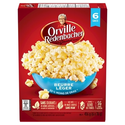 Orville Redenbacher’s Maïs soufflé, beurre léger 6x76.0 g, 1,10 $/100g