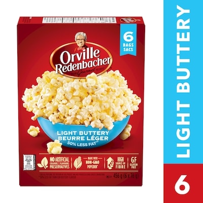 Orville Redenbacher’s Maïs soufflé, beurre léger 6x76.0 g, 1,10 $/100g