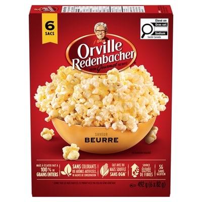 Orville Redenbacher’s Maïs soufflé, saveur beurre 6x82.0 g, 1,02 $/100g
