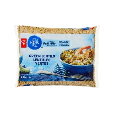 PC Blue Menu Green Lentils 900 g, $0.44/100g
