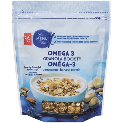 PC Blue Menu Banana Nut Omega 3 Granola Boost Cereal 325 g, $1.69/100g