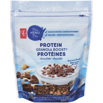 PC Menu Bleu Céréales Granola Boost avec protéines, chocolat 325 g, 1,69 $/100g
