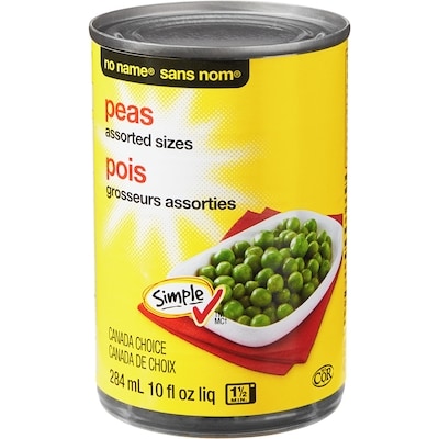 No Name Assorted Sizes Peas 284 ml, $0.44/100ml