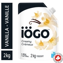 IOGO Vanilla Yogurt Pouch 1.5% 2 kg, $0.67/100g