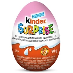 Kinder Œuf en chocolat au lait SURPRISE® avec jouets, rose, lot de 20 oeufs 24x20.0 g, 7,08 $/100g