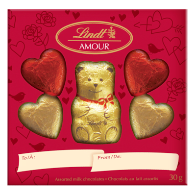 Lindt TEDDY Lot de cœurs au chocolat au lait 30 g, 16,67 $/100g