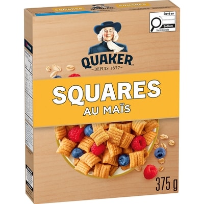 Quaker Céréales grillées Squares au maïs 375 g, 1,60 $/100g