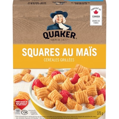 Quaker Céréales Squares au maïs 375 g, 1,54 $/100g