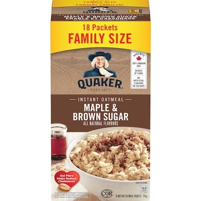 Quaker Maple & Brown Sugar Flavour Instant Oatmeal 774 g, $1.10/100g