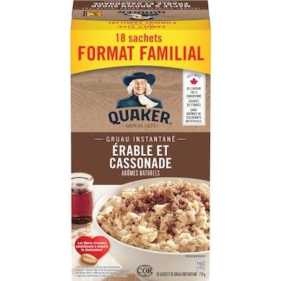 Quaker Gruau instantané Saveur Érable et cassonade 774 g, 1,10 $/100g
