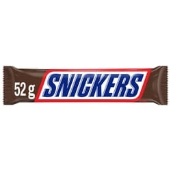Snickers Peanut Milk Chocolate Candy Bar, Full Size Bar 52 g, $2.40/100g