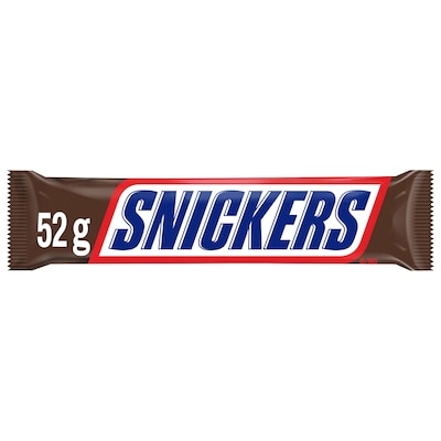 Snickers Barre choc. au lait et arachides, format standard 52 g, 3,83 $/100g