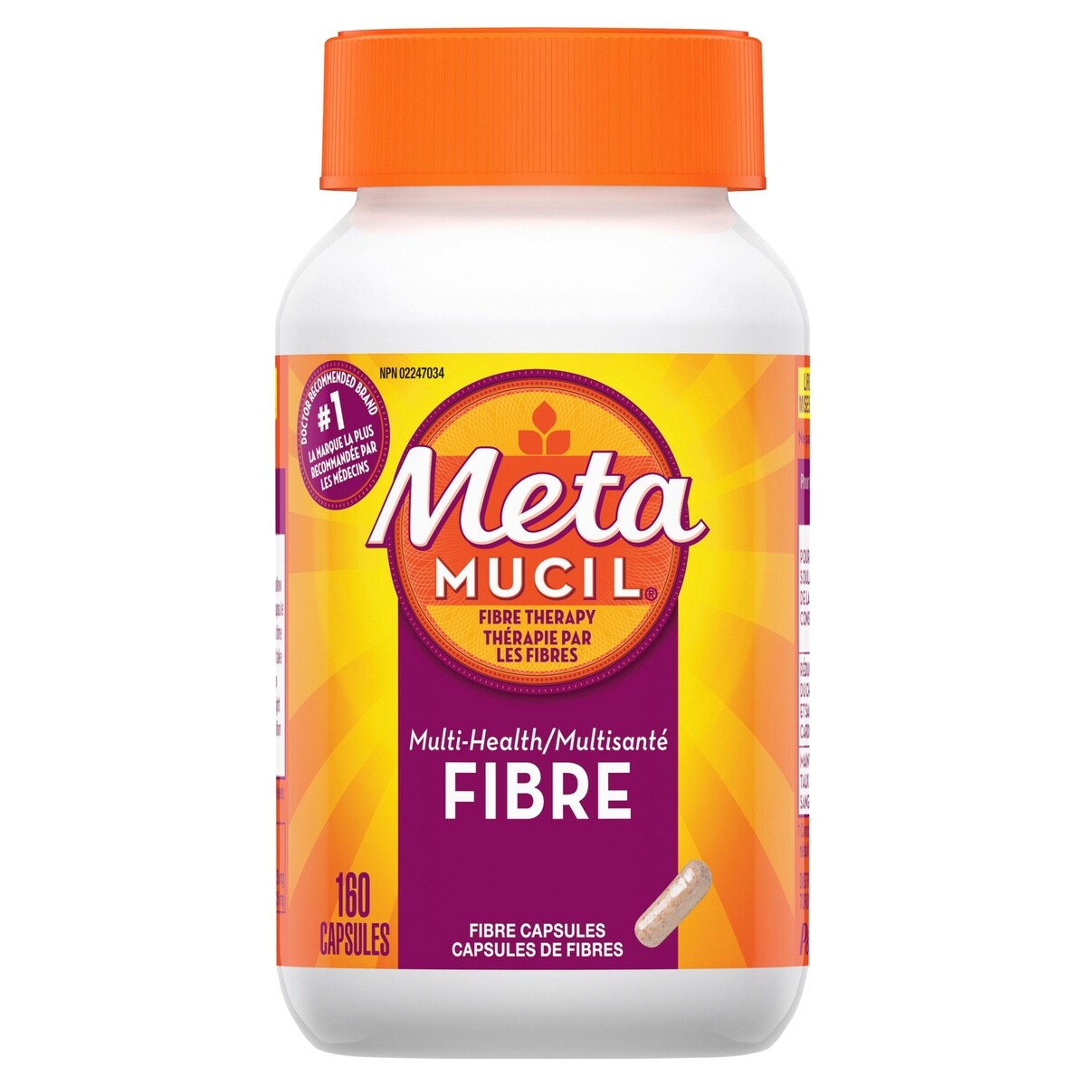 Metamucil Capsules de fibres avec calcium Multisanté 160 ea, 0,22 $/1ch