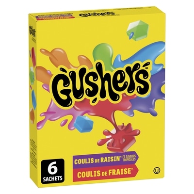 Betty Crocker Gushers Fruit aux Fruits, Saveur Variées, Sans Gluten, 6 sachets 138 g, 3,25 $/100g