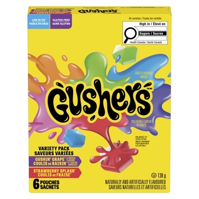 Gushers Fruit aux Fruits, Saveur Variées, Sans Gluten, 6 sachets