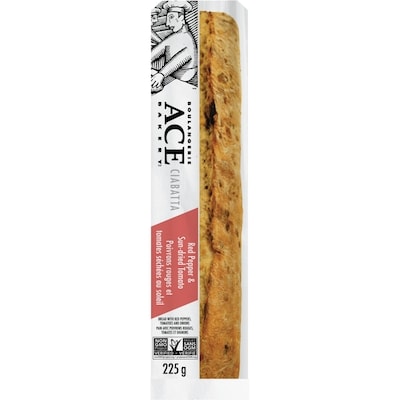 Boulangerie ACE Ciabatta aux poivrons rouges et tomates  225 g, 1,55 $/100g