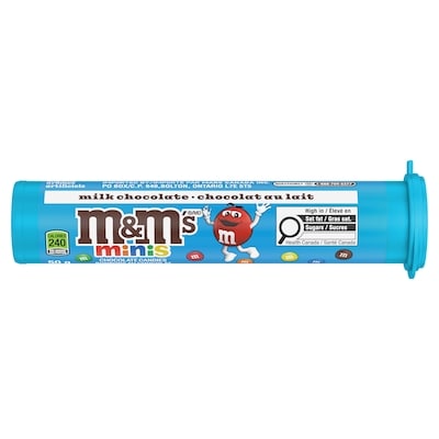 M&M’s Minis au chocolat au lait méga tube 24x50.0 g, 4,08 $/100g