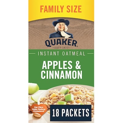 Quaker Apples & Cinnamon Instant Oatmeal 594 g, $1.18/100g
