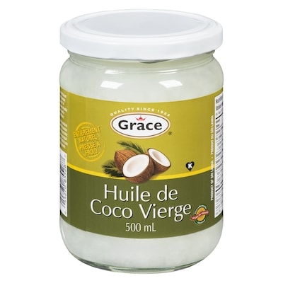 Grace Huile de coco vierge 500 ml, 2,00 $/100ml