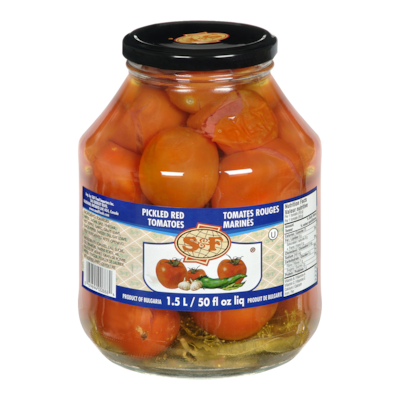 S&F Pickled Red Tomatoes 1.5 l, $0.40/100ml