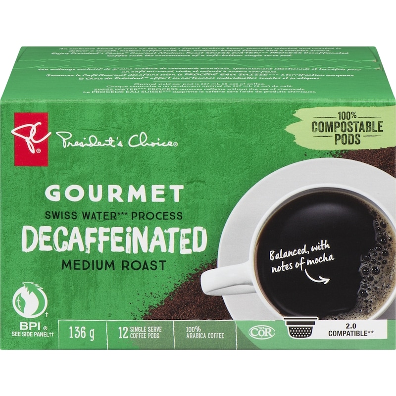 Gourmet Swiss Water Process Decaffeinated Medium Roast Single Serve Coffee Pods