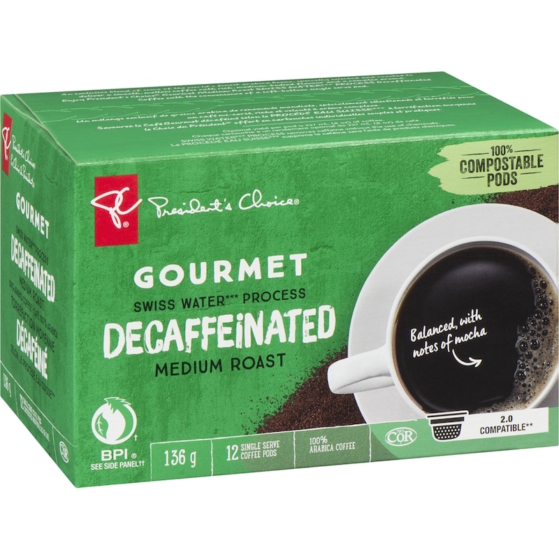 Gourmet Swiss Water Process Decaffeinated Medium Roast Single Serve Coffee Pods