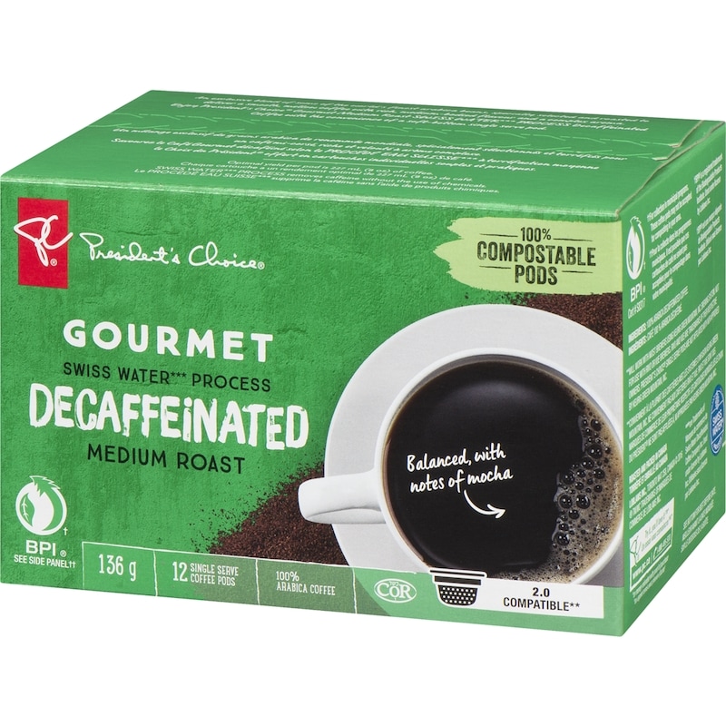 Gourmet Swiss Water Process Decaffeinated Medium Roast Single Serve Coffee Pods