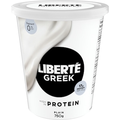 Liberte Greek 0% Yogurt, Plain, High Protein 750 g, $1.00/100g