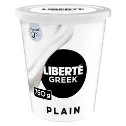 Liberte Greek 0% Yogurt, Plain, High Protein 750 g, $1.07/100g