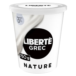 Liberté Grec Yogourt 0 %, Nature, Teneur élevée en protéines 750 g, 1,00 $/100g